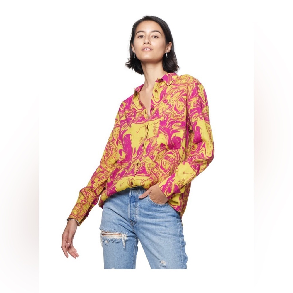 NWOT THE KNIT Zoe Shirt | Citrus Swirl